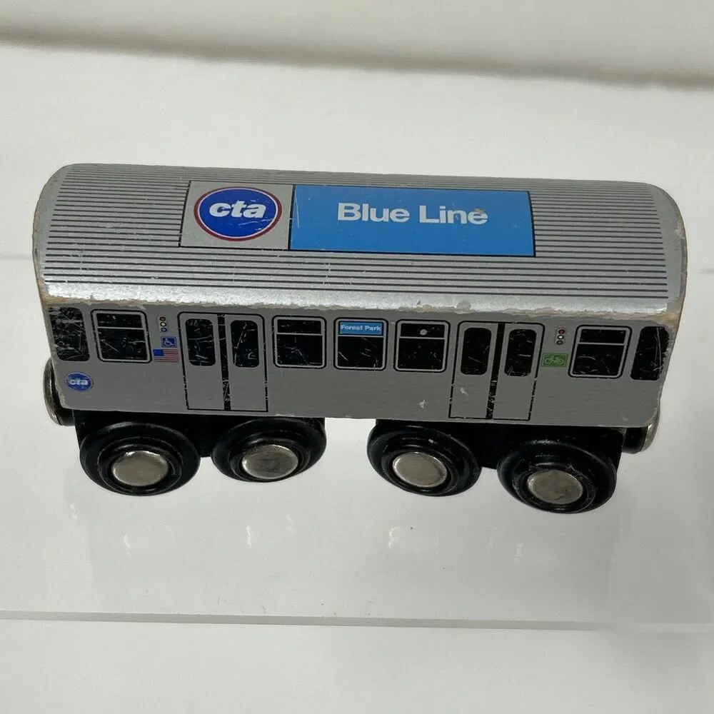 MuniPals L Train CTA Blue Line Magnetic Wooden Railway Brio Tractor Thomas READ